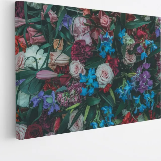 Saammp Canvas Schilderij - boeket - Kleurrijke Bloemen - Abstract - 150x100 - Foto op canvas - Wanddecoratie - Muurdecoratie Woonkamer - Kantoor Decoratie Multicolor