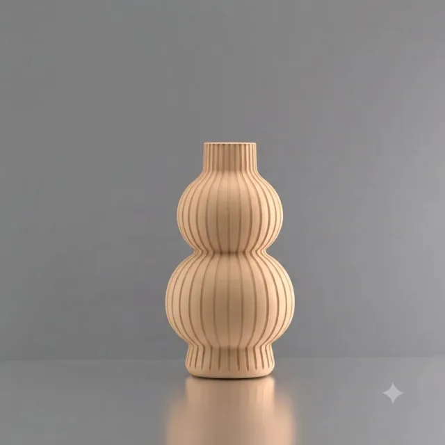 3d-gezellig Julia - Vaas - Waterdicht - Beige - Maat 25 cm - Kunststof - Modern - Bloemenvaas - 100% gerecycled PLA (bioplastic)