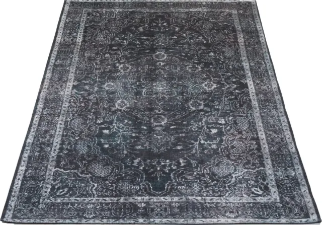Veer Carpets Vloerkleed Mila Antraciet 160 x 230 cm - Laagpolig Synthetisch Vloerkleed – Vintage / Oosters Design