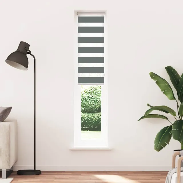 vidaXL Zebra rolgordijn 40x200 cm stofbreedte 35,9 cm donkergrijs