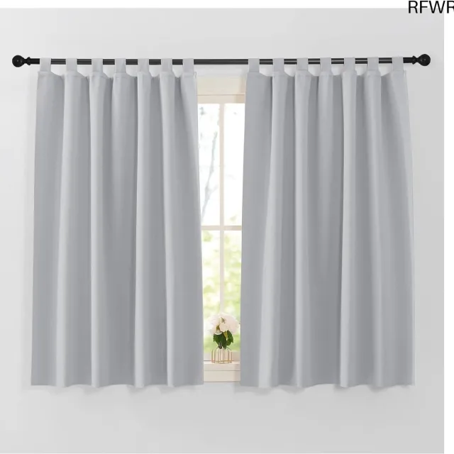 RFWR Verduisterende Gordijnen met Lussen - Thermische Isolatie voor Woonkamer en Slaapkamer - 2 Stuks, 140x137cm, Zilvergrijs Silver Grey
