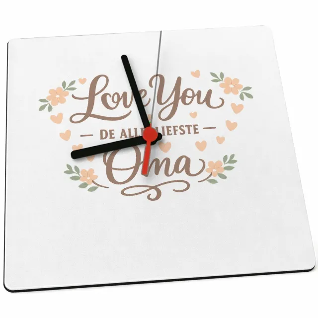Mr Cadeautjes Klok 19 x 19 - design Een liefdevolle familieboodschap met zachte bloemaccenten en | cadeau Wit