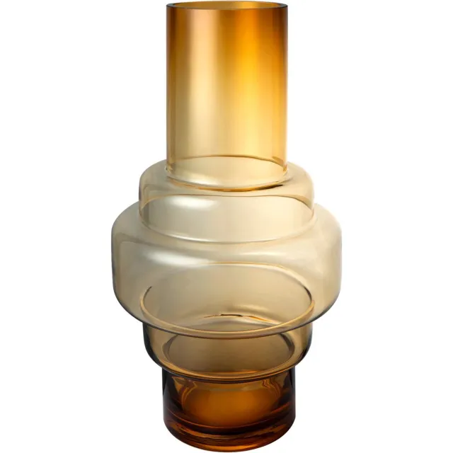 Element Accessories XXL vaas retro design - kerst cadeau korting - Belgische merk - 46cm hoog, luxe glas, amber kleur - modern en tijdloos - luxueuze bloemenvaas - Element Accessories - interieur decoratie vazen oranje