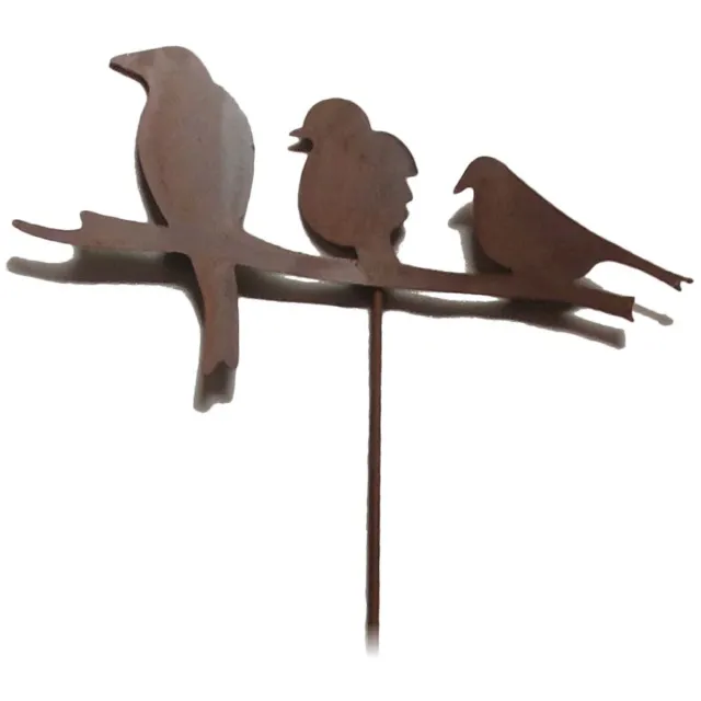 UNUS Tuinsteker 3 vogels op tak roestlook 18cmx30cm Bruin