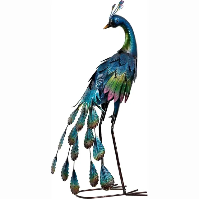 Cozy Cottage® Prachtige Pauw Tuinfiguur - Tuinbeeld - Tuindecoratie - Weerbestendige Metalen Decoratie van 57 cm - Voor Balkon, Terras, Gazon en Binnenplaats Meerkleurig