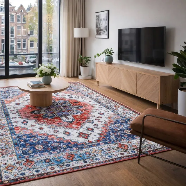 Lavandoux Vloerkleed - Agadir - Blauw en Terracotta - 160 x 230 cm Ivoor