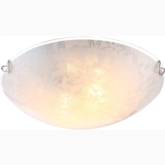 Globo Plafondlamp glas opaal wit rond bloemdecor 30 cm Woonkamer