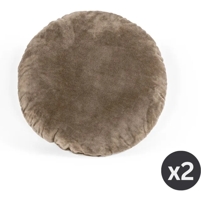 Tiseco HOME STUDIO - Kussen (gevuld) - CRYSTAL VELVET - 100% polyester - Rond - 38 cm - Taupe