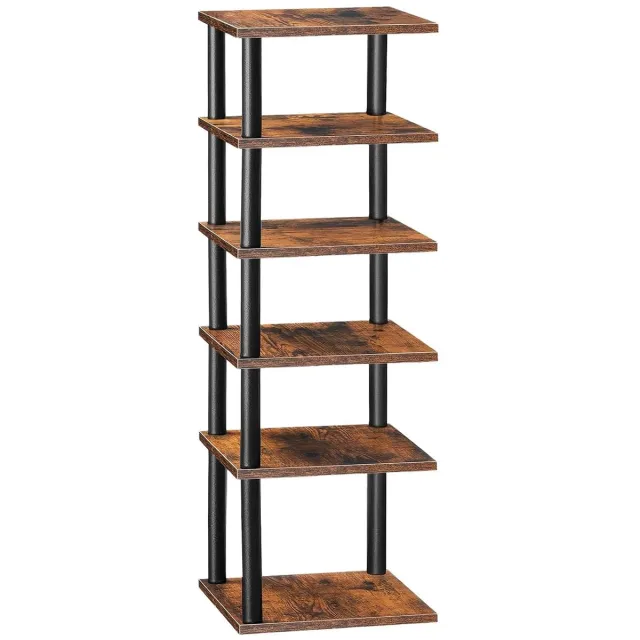 Trankielo Donkerbruin-zwart 6-laags schoenenrek – Ruimtebesparend en stijlvol design – Ideaal voor hal en slaapkamer Zwart bruin