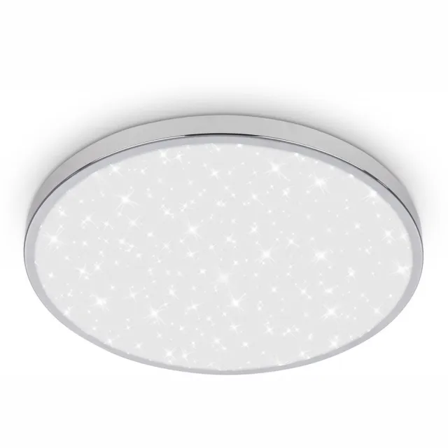 B.K.Licht BRILONER Tak - LED Badkamer Plafondlamp – badkamerverlichting – spatwaterdicht – sterrenhemel effect – neutraal wit licht – Ø33 cm Chrom