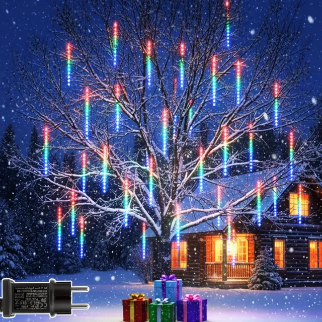 MUPOO 2x LED Meteorregen Buis - Kerstverlichting Meteorenregenverlichting - 50 cm - 288 LEDs - Multicolour - IP65 Waterdichte - Meteor Douchelampen Voor Buiten, Boom, Feest, Huwelijk