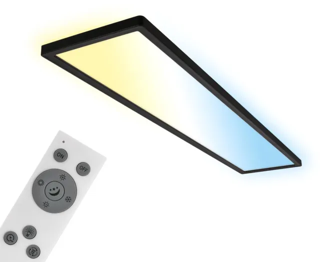Briloner Tava - LED Plafondlamp - plafonniere dimbaar met afstandsbediening - CCT plafonniere - 98cm - zwart Zwart (met CCT)