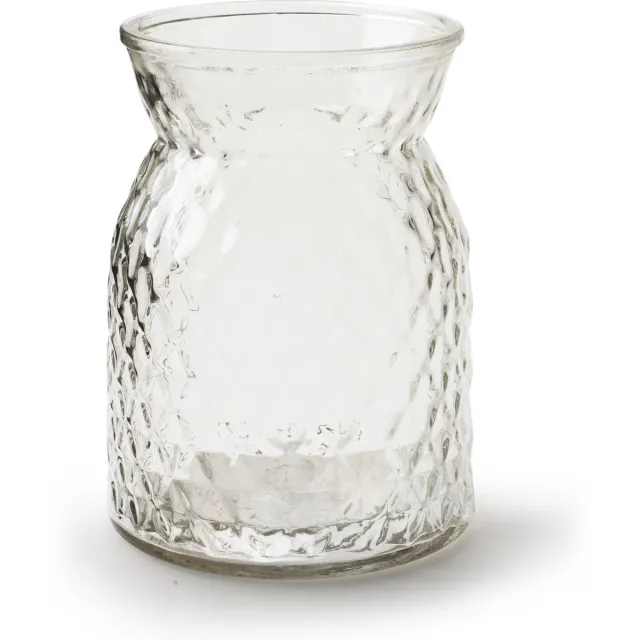 Jodeco Bloemenvaas - helder bewerkt/transparant glas - 16 x 12 cm