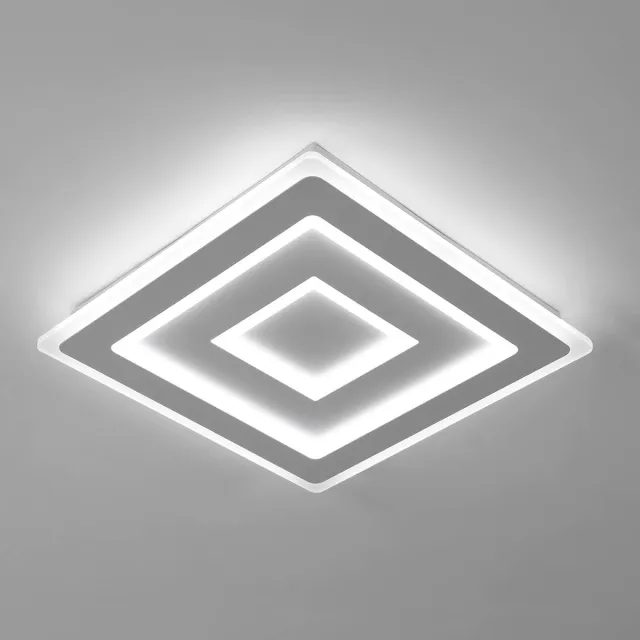 Haobosic Vierkante LED-plafondlamp 52W 5850LM wit acryl plafondlamp, perfect voor slaapkamer, woonkamer, gang, wit licht 6500K, afmetingen 40 cm White