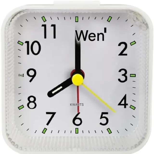 GelldG Wekker - Analoge Reiswekker met Smart Sluimerfunctie - 8x4x8cm - Geluidsloos Mechanisme, Heldere Display, Luide Alarm - Geschikt voor Tiefschläfers en Reizigers - Kunststof - Batterijgevoed Wit