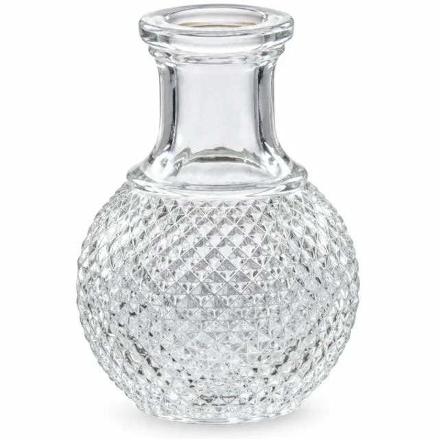 SWGOTA Retro glazen bolvaas met reliëf, diameter 8.3 cm, voor kunstbloemen, in kartonnen doos transparant