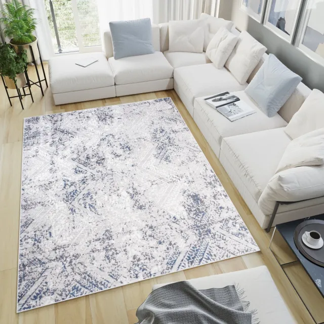 Tapiso Sky Vloerkleed Grijs Blauw Woonkamer Vintage Tapijt