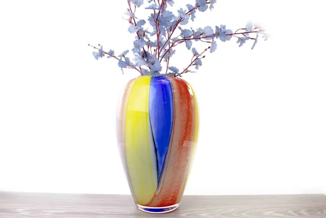 Loranto Glazen Vaas - Bloemenvaas - Vaas Glas - Vaas van Glas ''Rainbow'' Normal Geel