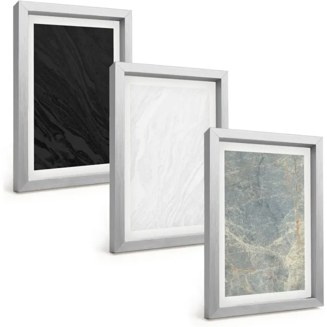 TULUP 4-Delige Schilderij Set - Diverse kleuren elegante stenen constructies - 20 x 30 cm - Wanddecoratie - Muurdecoratie - Woonkamer Zilveren lijst