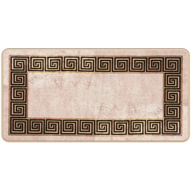 vidaXL Tapijt - Runner - MARSA - Beige - en - Zwart - 50 - x - 100 - cm - Polyester - en - PVC