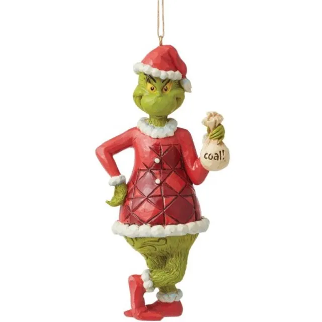 Enesco Grinch with Bag of Coal Hanging Ornament rood