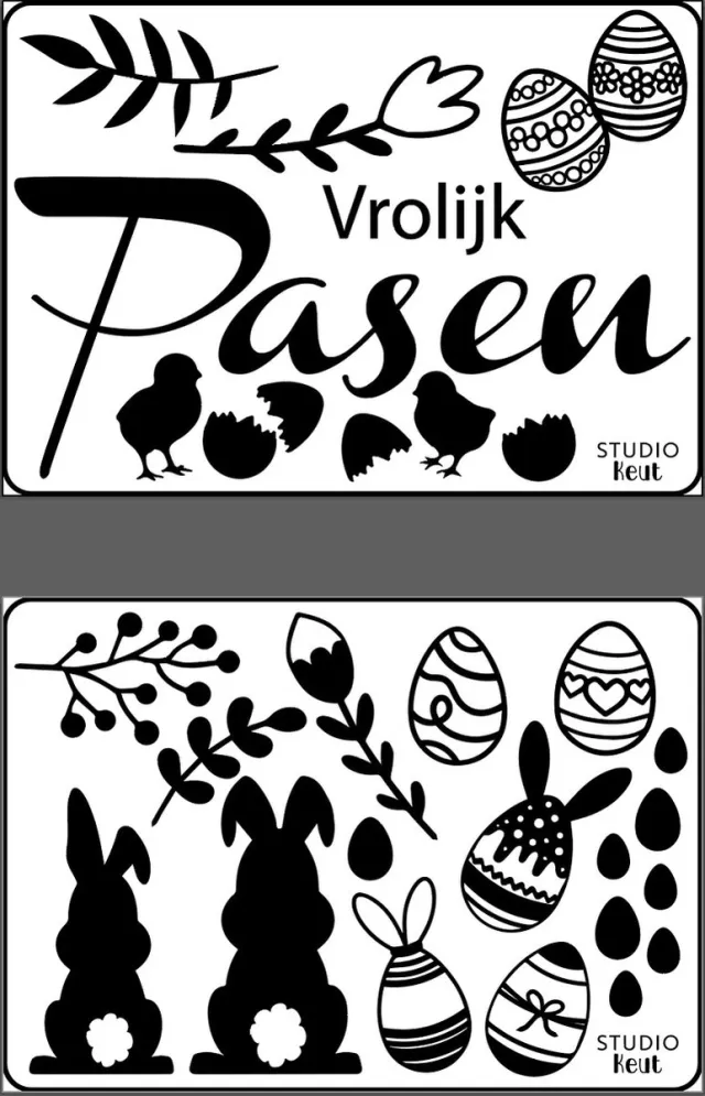 Studio Keut Raamstickers - Pasen - Groot - 2vel A4 Zwart