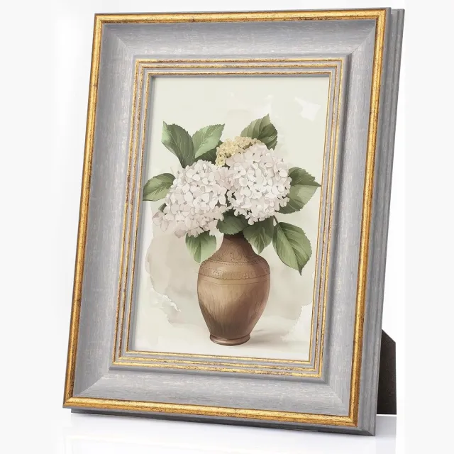 JGS Premium - 13 x 18 cm fotolijst in vintage grijs met gouden accenten - Retro stijl voor foto's Any