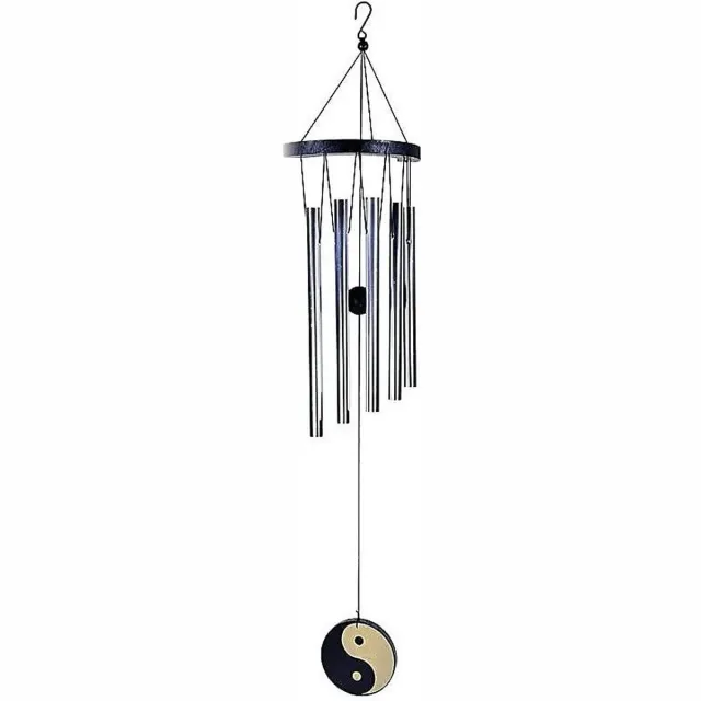 Phoenix Import Mani Bhadra Windorgel - Windgong - Yin Yang - vijf buizen - 35 - Hout - Aluminium Zwart