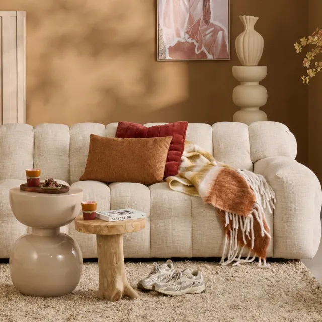 Unique Living Sierkussen Norah - Polyester - Rood - 45 x 45 x 0 cm (BxHxD)