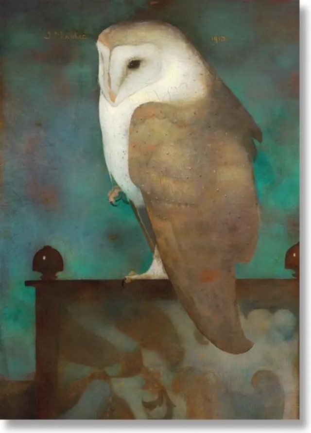 Lanzfeld (museumwebshop.com) Poster, 50 x 70 , Grote uil op scherm, Jan Mankes groen