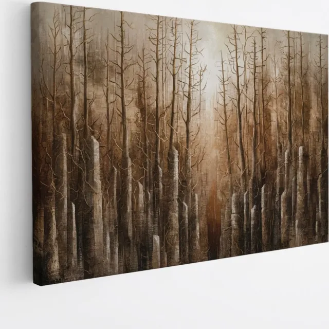 Saammp Canvas Schilderij - Vintage - Abstract bos - Landschap - Natuur - 70x50 - Foto op canvas - Wanddecoratie - Muurdecoratie Woonkamer - Slaapkamer decoratie - Canvas Print Multicolor