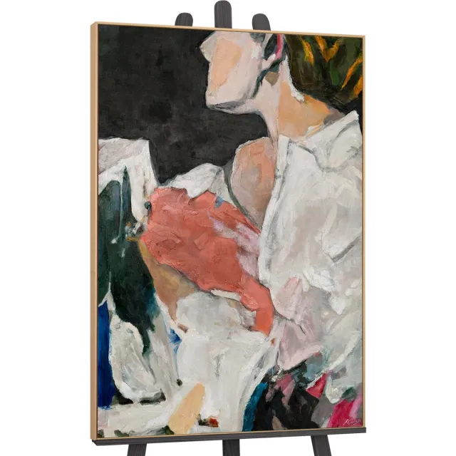 YS Canvas schilderij groot handgeschilderd abstracte silhouet expressief – YS-Art Gallery – Mysterieuze wanddecoratie voor woonkamer – Modern schilderij voor hal en kantoor Wood
