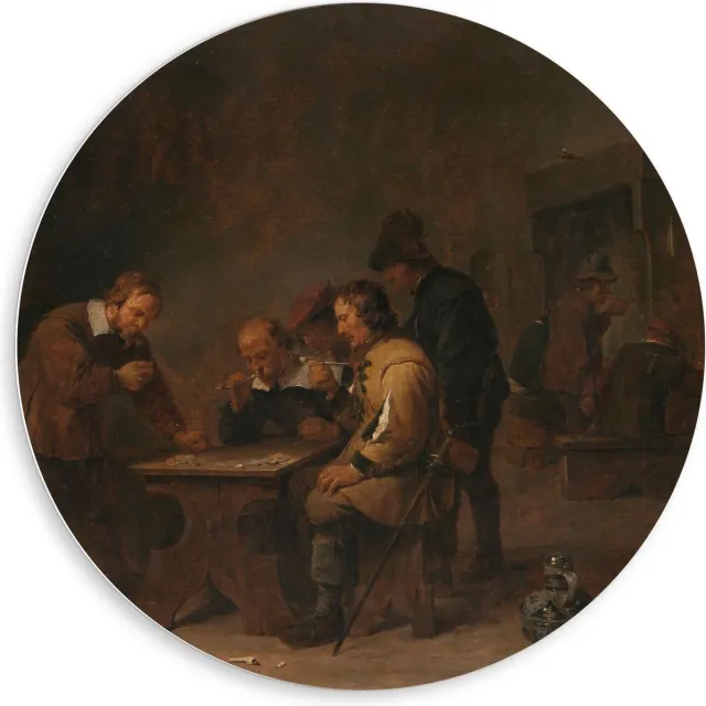 KuijsFotoprint Schilderij - Oude Meesters De Dobbelaars. David Teniers (ii). Ca. - Bruin - 80 X 80 Cm