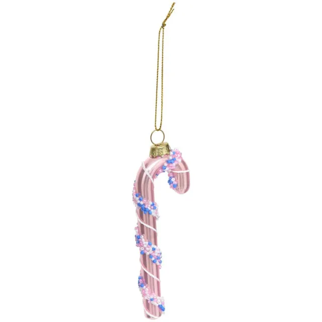 Feeric lights & Christmas Suspension de sapin sucre d'orge en verre rose 12 cm Rouge