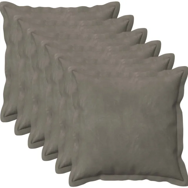 vidaXL Dekenkussen - 6 - st - HOUTEN - Lichtgrijs - 50 - x - 50 - cm - fluweel