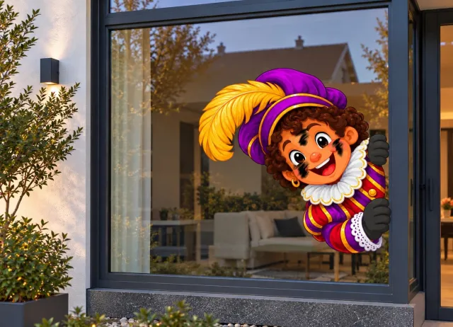 De Stickerman Sinterklaas Raamsticker 75cm Breed Herbruikbaar Weerbestendig (V30) Multi