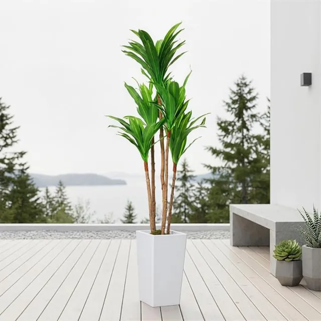 Danky Premium 4.8FT Dracaena Boom - Natuurlijke Stam - Vormgeefbare Kunstplant groen