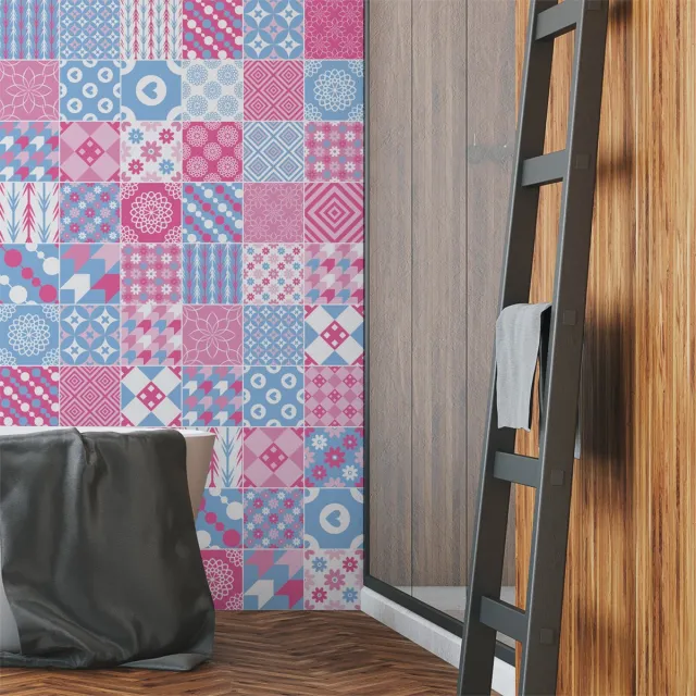 Ambiance Sticker Zelfklevende tegelmuurstickers voor keuken en badkamer - 60 Erla Azulejos tegelstickers - 60 stickers 10x10cm Multi color