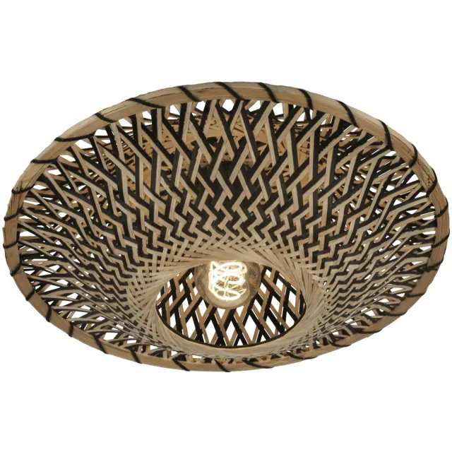 Lumidora Plafondlamp 74747 - Plafonniere - JOAH - E27 - Zwart - Naturel - Rotan - ⌀ 40 cm