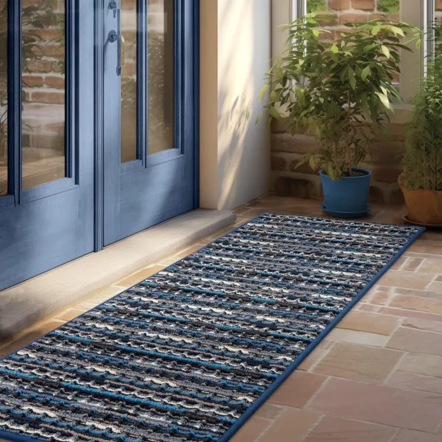 Unyqoos ® Premium Vuilopname Deurmat voor Binnengebruik, Antislip en Wasbaar, Geschikt voor Diverse Ingangen, 55 x 150 cm blauw