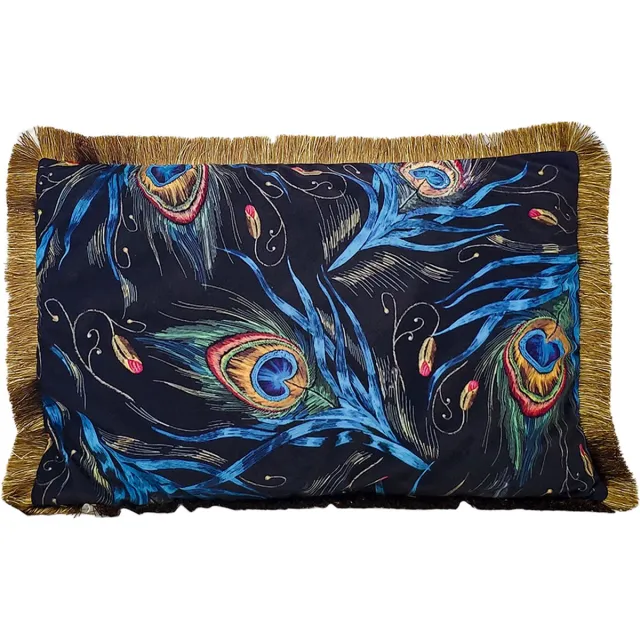 Mars & More Sierkussen pauwstaart - fluweel - 60 x 40 x 10 cm Multi