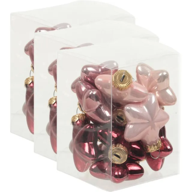 Othmar Decorations 36x Sterretjes kersthangers/kerstballen roze tinten van glas - 4 cm - mat/glans - Kerstboomversiering