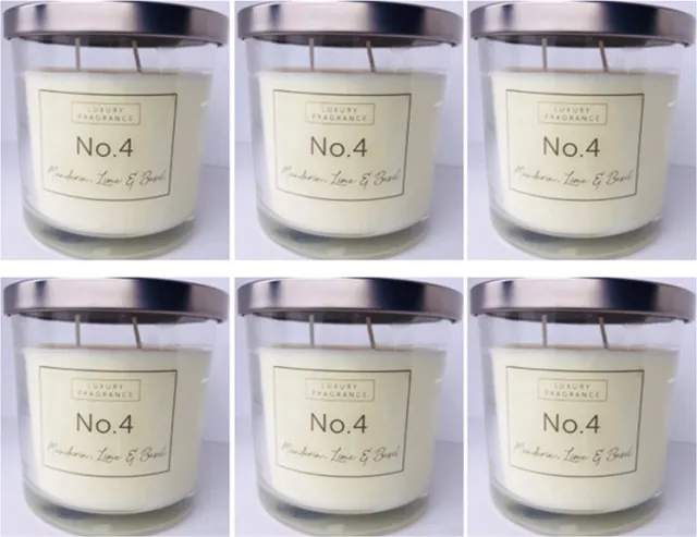 Luxury Fragrance 6 x Luxury Fragrance Geurkaars Mandarin, Lime en Basil 45 uurbranding wit