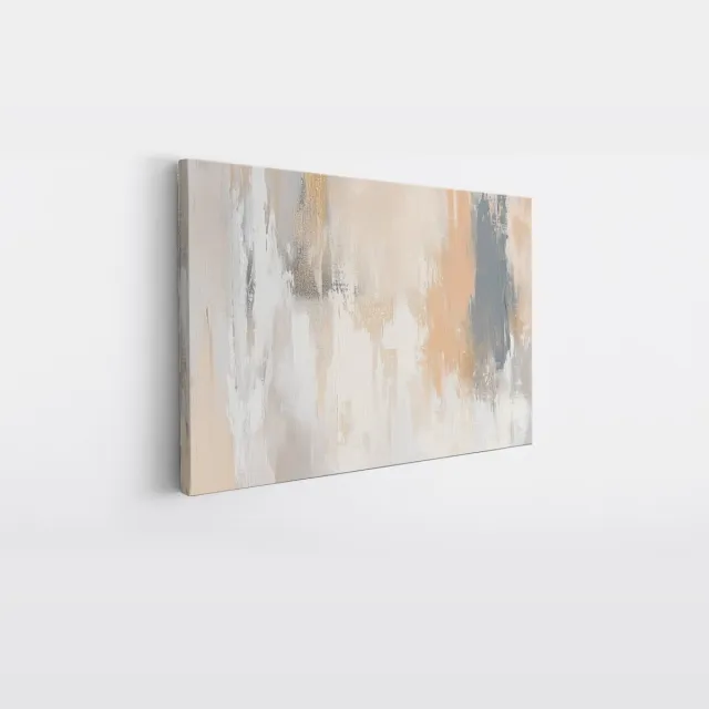 Saammp Canvas Schilderij - Beige strepen - minimalistische kunst - Abstracte - 40x30 - Foto op canvas - Wanddecoratie - Muurdecoratie Woonkamer - Kantoor Decoratie Multicolor