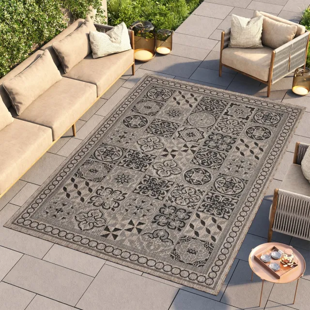 Tapiso Melissa Buiten Vloerkleed Bruin Indoor Outdoor Mozaiek Laagpolig Tapijt Maat- 80x150 Bruin 4