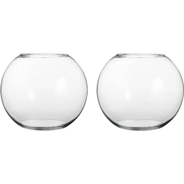 Mica Decorations Bolvaas/komvaas - Set van 3x stuks - glas - vissenkom - 20 x 25 cm Transparant