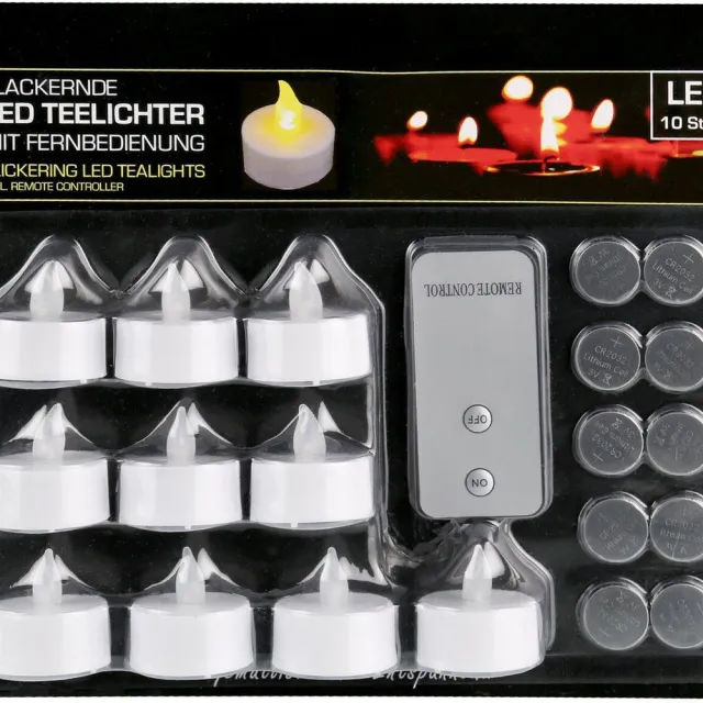 Cepewa LED Kaarsen - waxinelichtjes - 10 stuks - 3,5 cm - afstandsbediening Wit