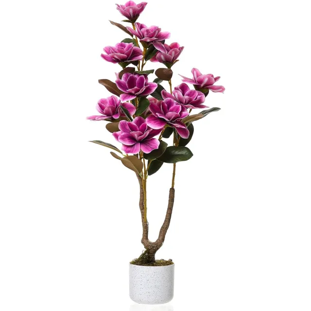 Danky Kunstplant met pot 95cm - paarse kunstbloemen voor binnen, decoratie voor de woonkamer roze