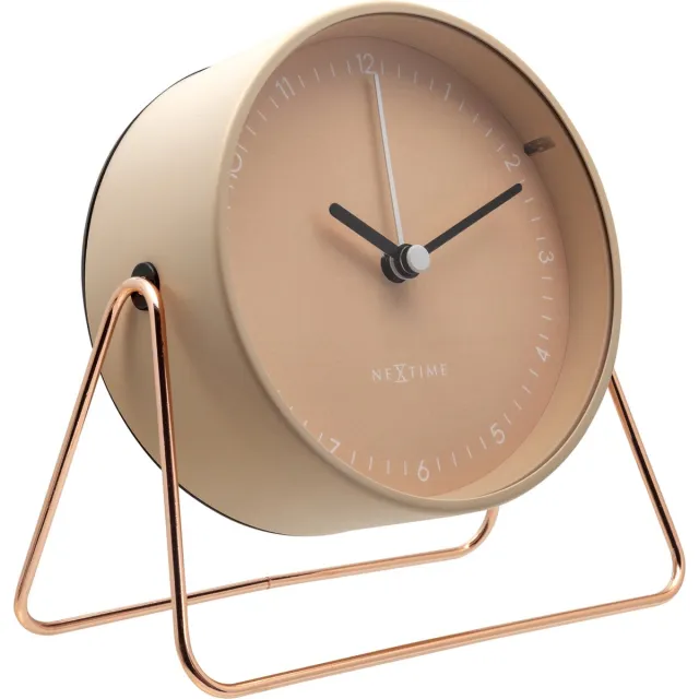 NeXtime Berlin Table – Tafelwekker – 14 × 13 × 7 cm – Metaal – Roze – Stil