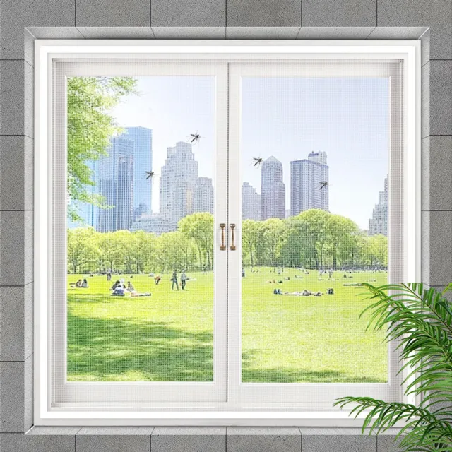OUTARO Zelfklevend Raamhorgaas – Muggennet met Klittenband – Geen Boren – Eenvoudig te Monteren – Voor Huishoudelijk Gebruik-Wit net, witte sticker-60*140cm